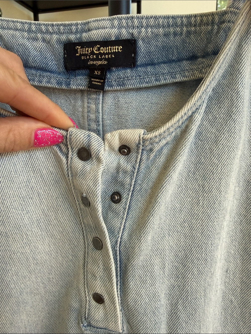 Juicy Couture Light Wash Denim Jumpsuit with Rainbow Straps - Picture 5 of 8